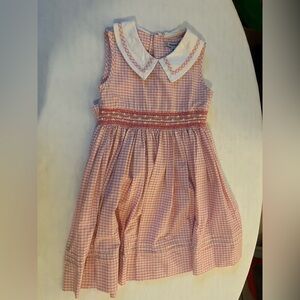 Adorable Pink Gingham Kids Dress with White Collar